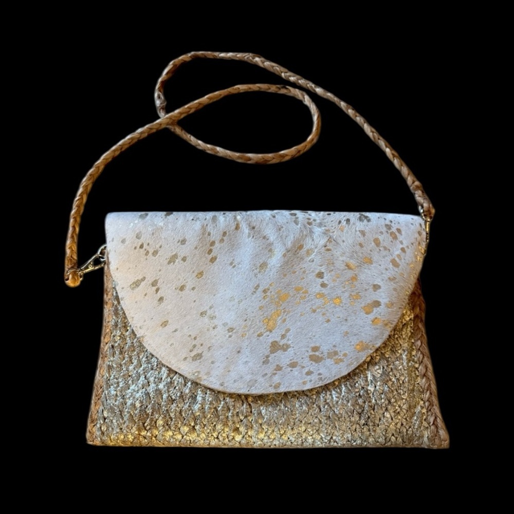 FABULOUS MJ NEW YORK cowhide, gold bag excellent condition